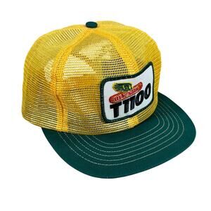 Vintage Dekalb T1100 Swingster Trucker Hat Yellow Mesh Snapback Patch